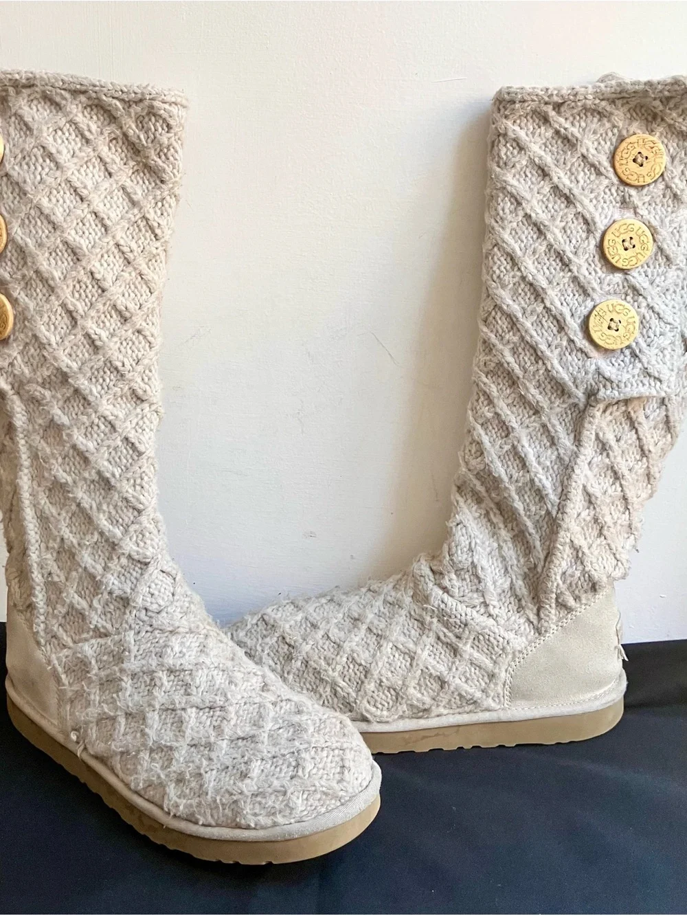 Ugg Boots Woman S-10 Cardy Lattice knit Tan Oatmeal